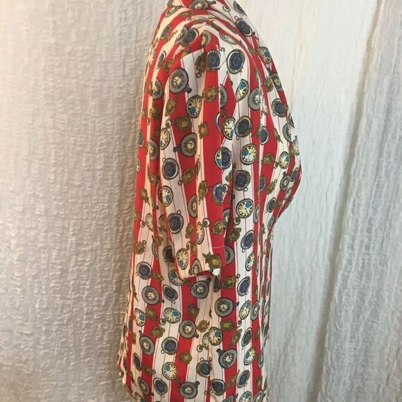 Helen St. Marie VTG Grandpa Clock Print Blouse Size 12 - Picture 7 of 10